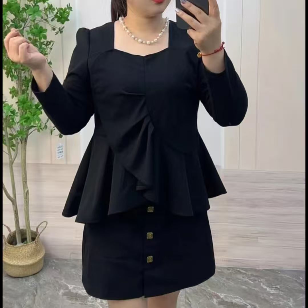 大码女装法式高级感方领衬衫女秋季胖mm收腰显瘦遮肉小衫上衣