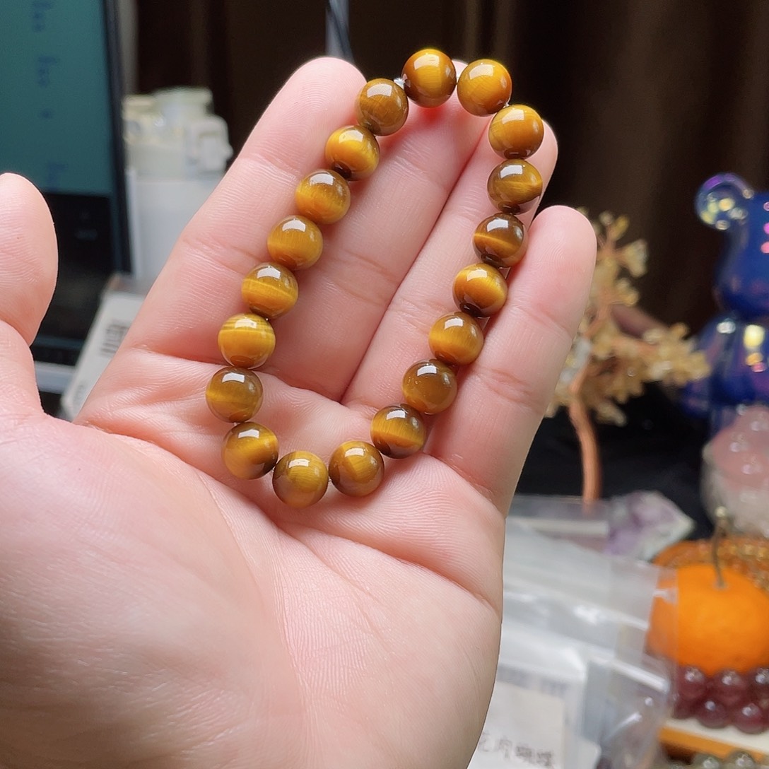 硅化玉手链未镶嵌黄虎眼10mm