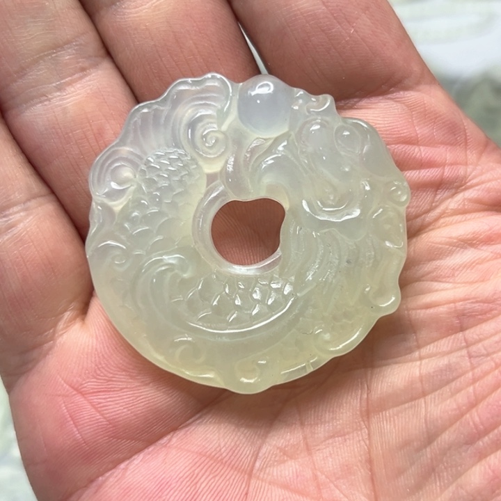 岫玉颈饰未镶嵌岫玉挂坠天然岫玉鱼龙扣