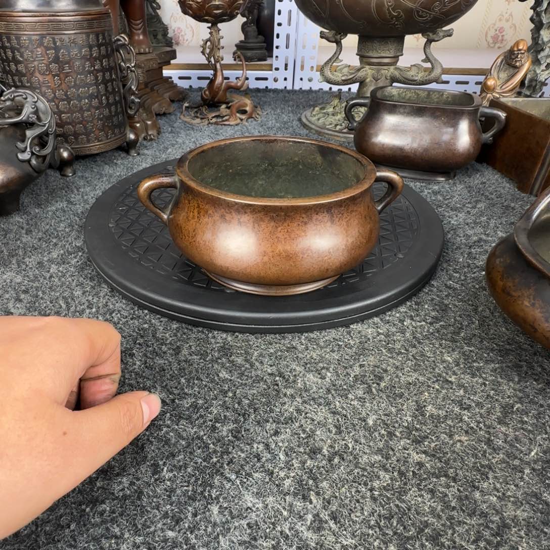 青***铜胎双耳多字香炉