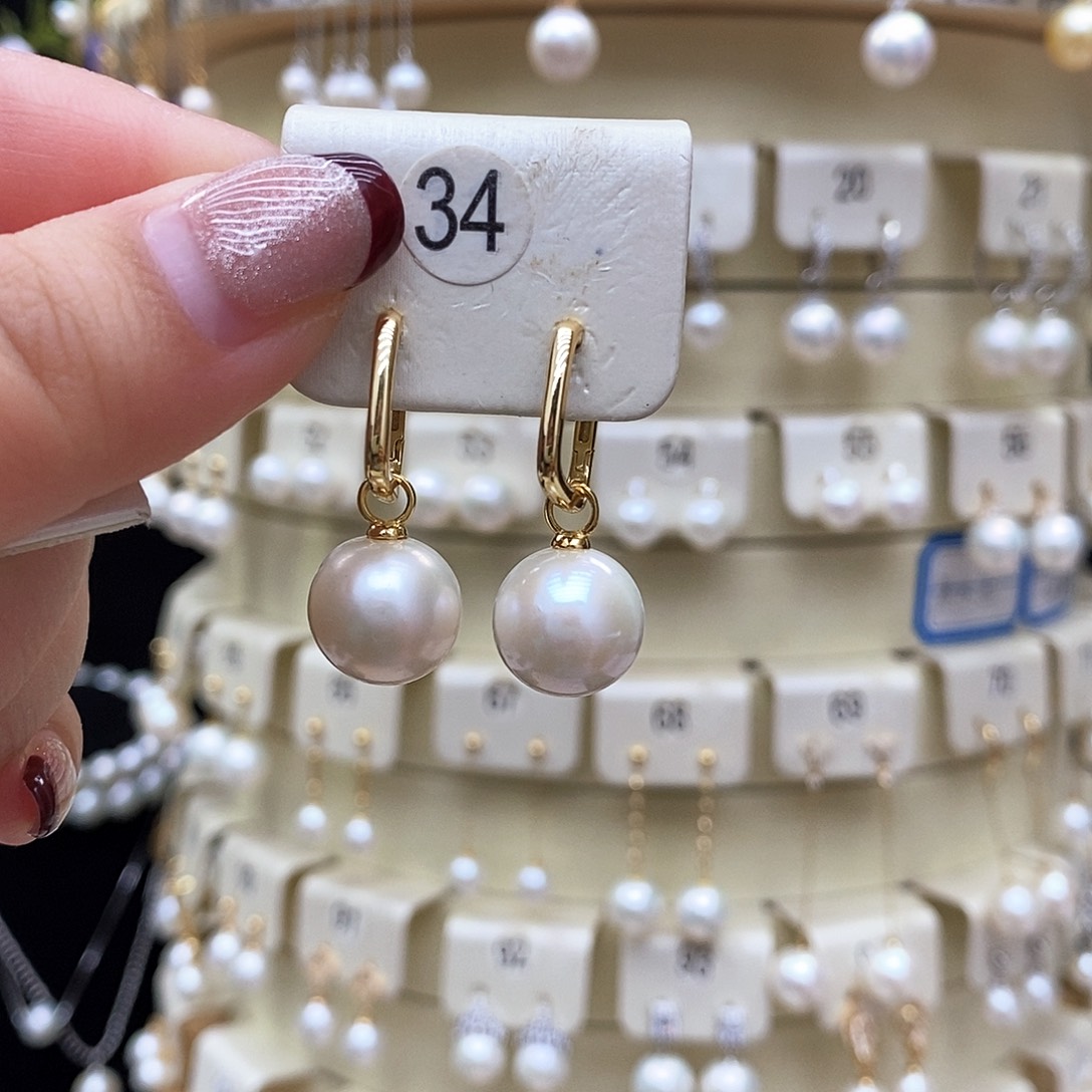 淡水珍珠耳饰银S925镶嵌
