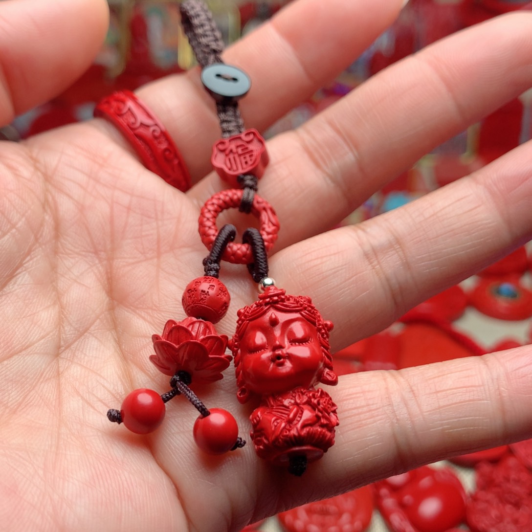 天然辰砂工艺品朱砂钥匙扣