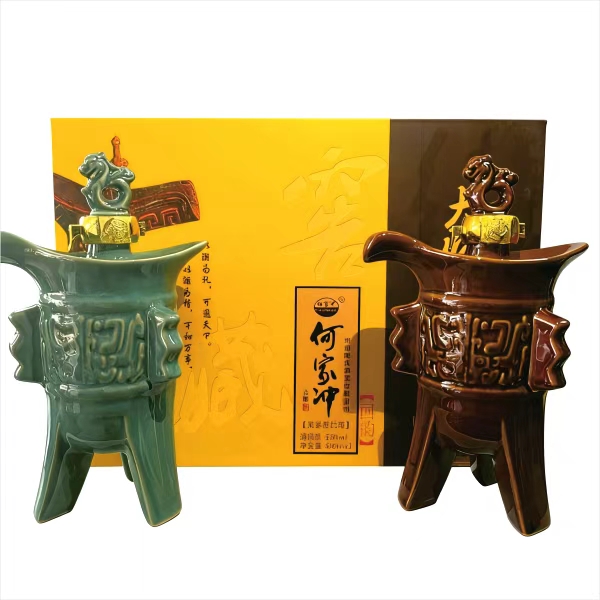 何家冲古酿纯粮礼盒500mlx2瓶 仿古爵杯造型 线下大单品52度500ml