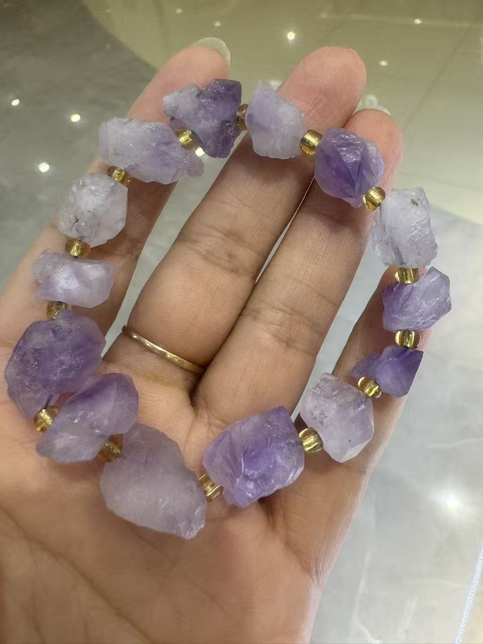 天然紫水晶原石手链时尚单圈不规则