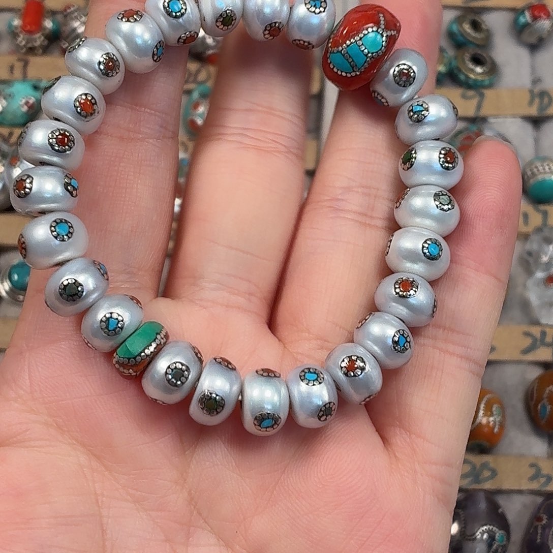 非金属尼泊尔补丁珠手链