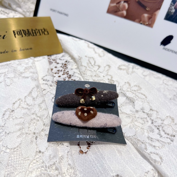 新款发夹BB夹AB秋冬气质咖色蝴蝶结头饰发卡小边夹韩系甜美刘海夹