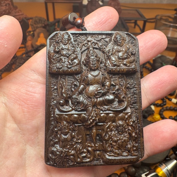 沉香木雕5/7沉香木雕五路财爷五大财神-绳子款越南沉香木雕精工雕