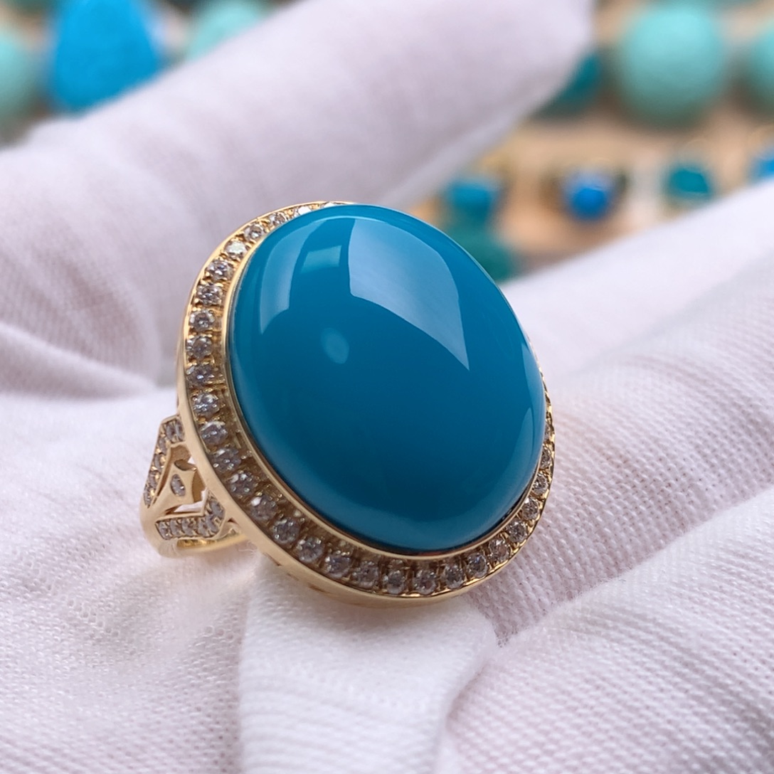 绿松石珠宝奇石18K金镶嵌