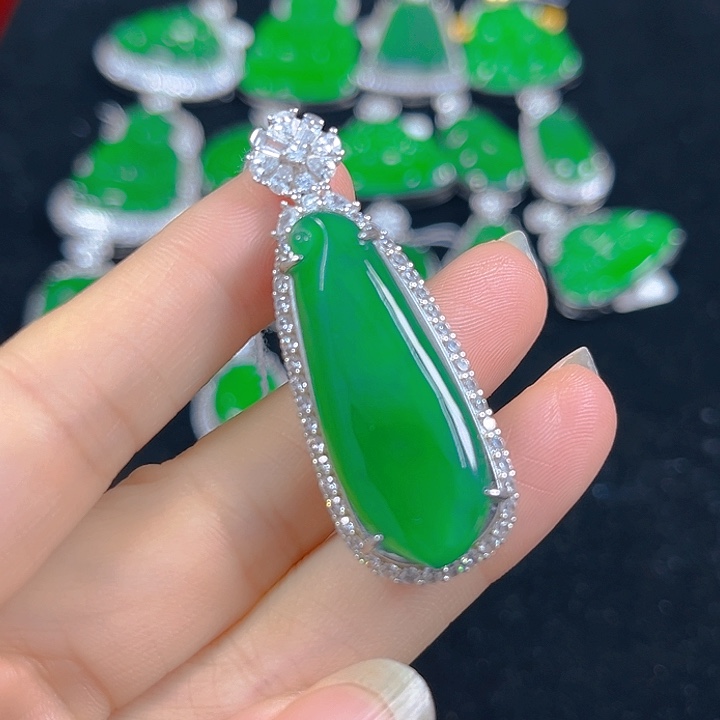 翡翠银S925镶嵌吊坠(不含链)