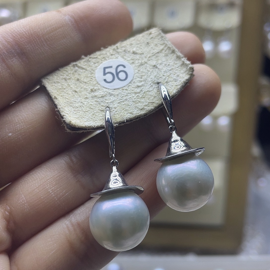 淡水珍珠耳饰银S925镶嵌
