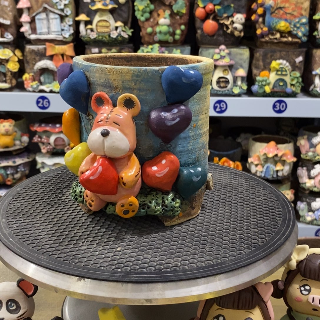 优***优白狐粗陶手捏花盆