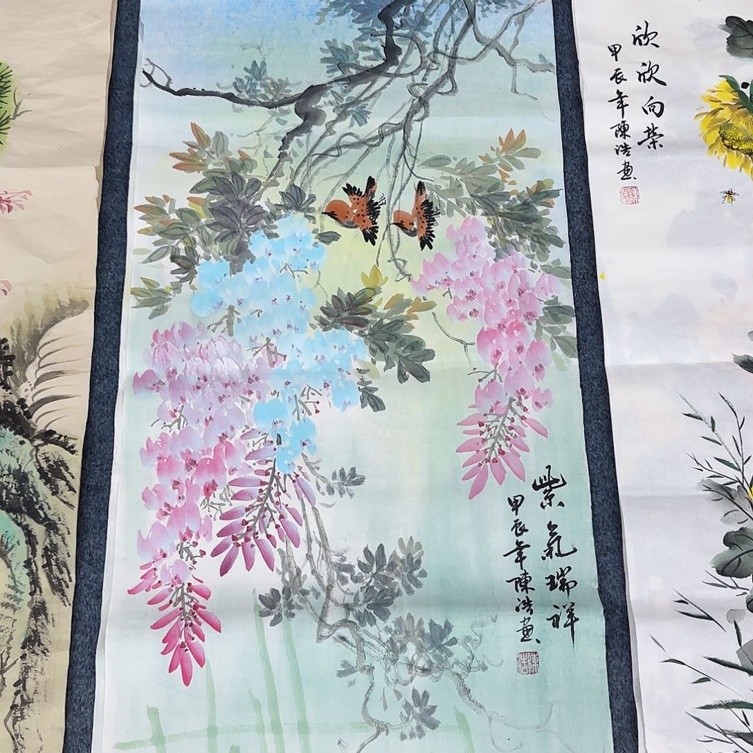 国画尺寸50X100手绘作品 