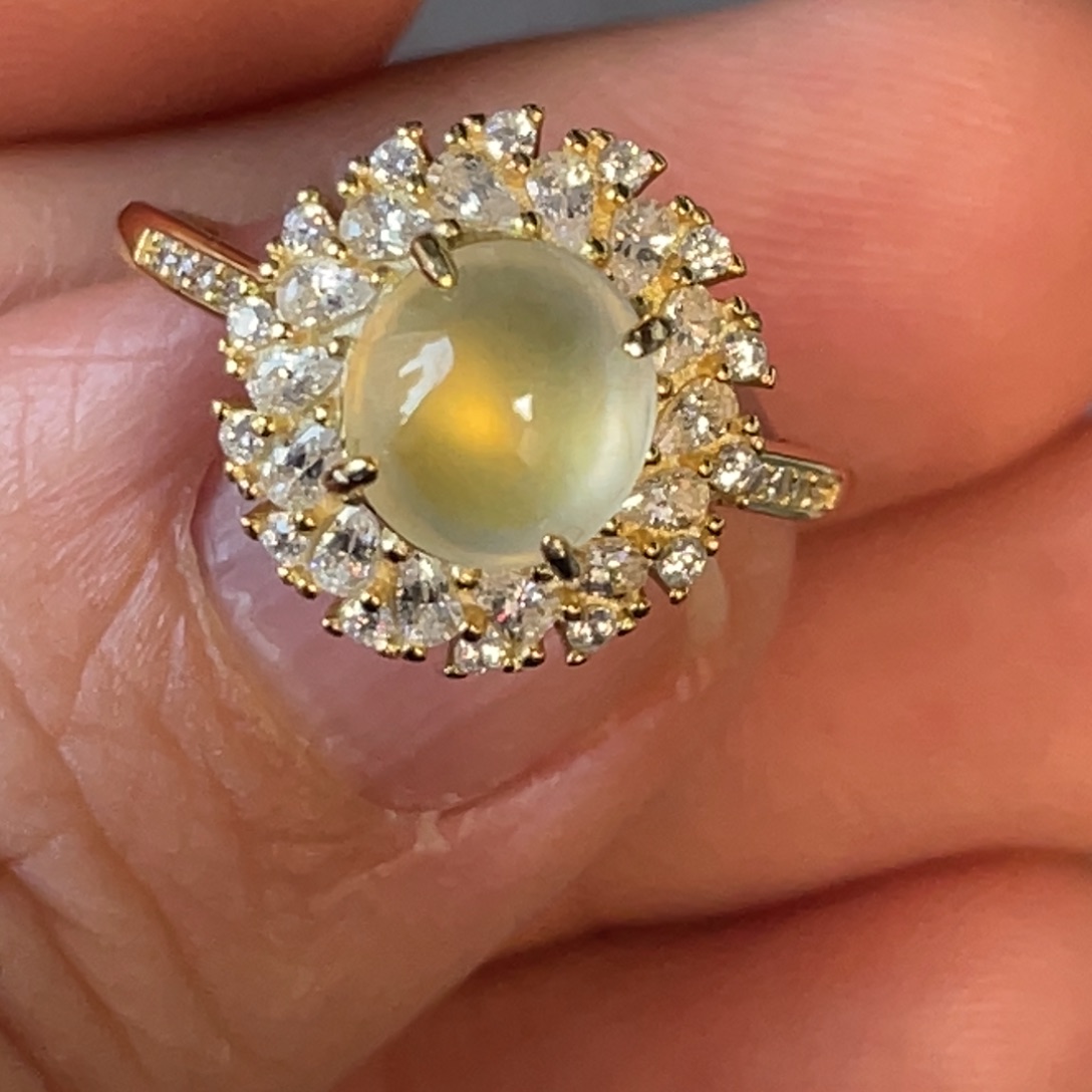 翡翠银S925镶嵌戒指纯天然缅甸翡翠A货