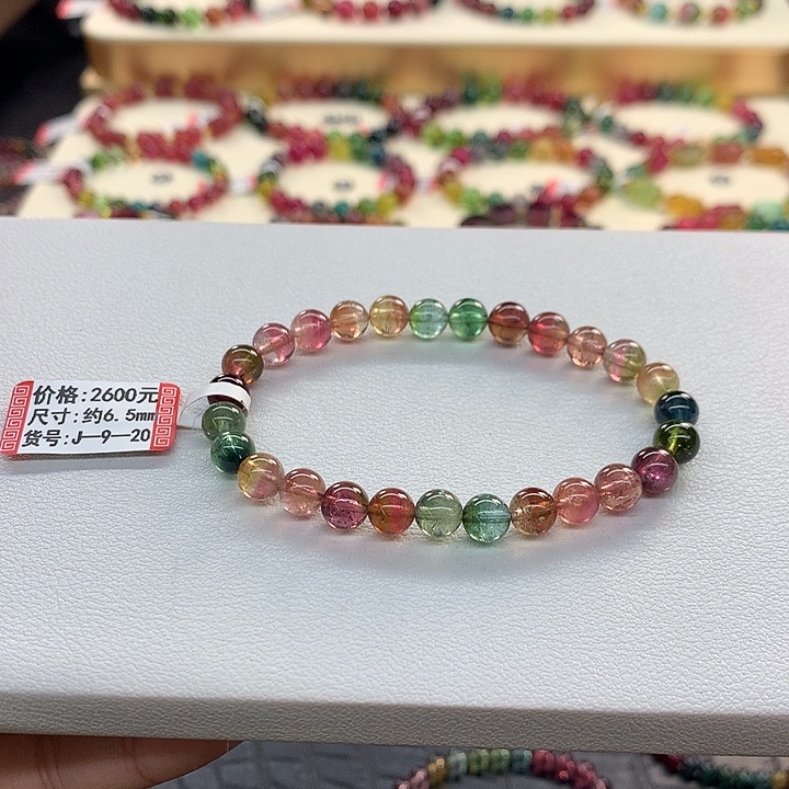 西瓜碧玺手链未镶嵌西瓜手串6.5mm