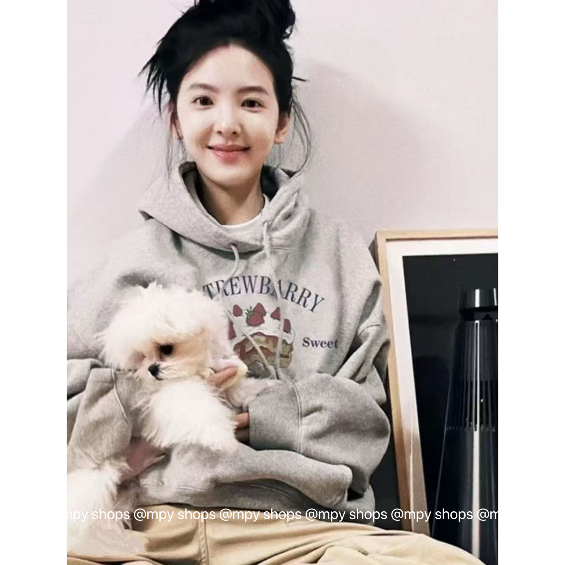 孟婆家【草莓蛋糕】章章同款！秋冬慵懒灰色连帽卫衣～291