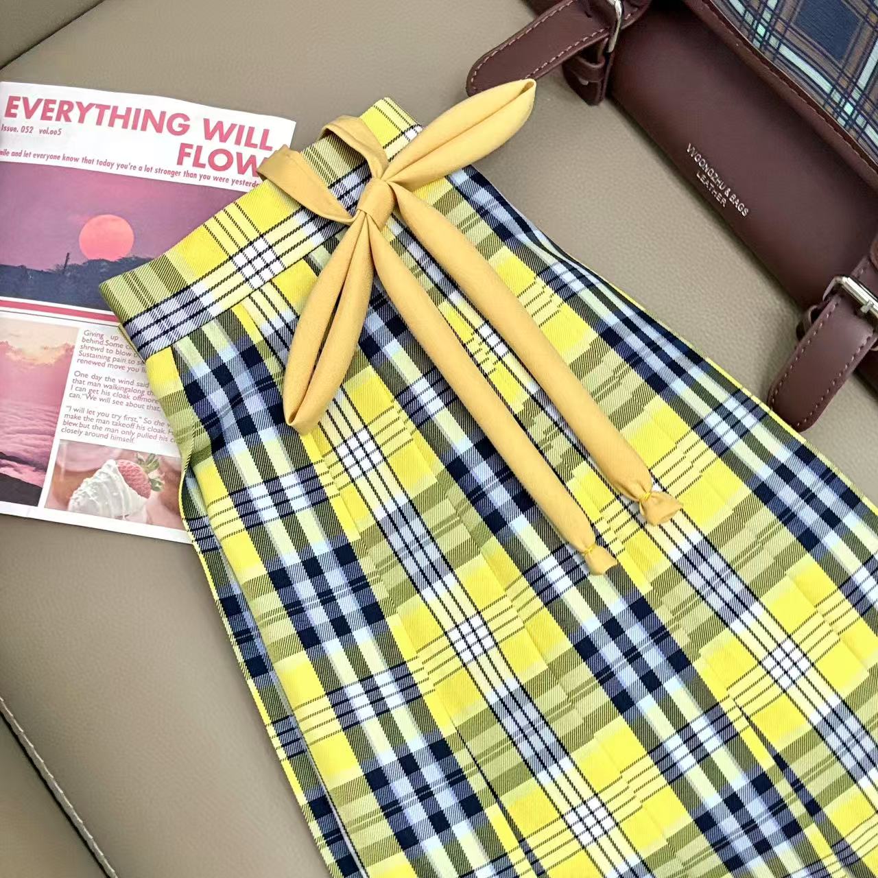 咪琦兔JK制服原创格裙【苏打冰柠】学院风女百褶裙短裙裙子显白百搭