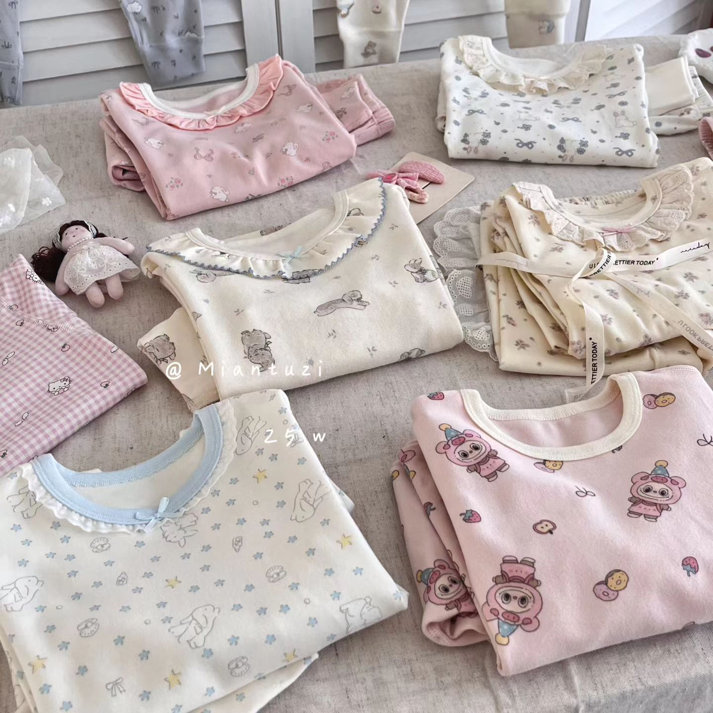 【棉兔子】2025冬季新款A类280克羊毛拉架家居服套装女童