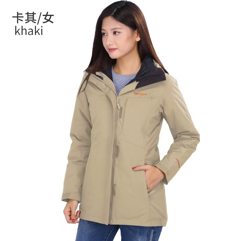 远行客户外冲锋衣女中长款冬季防水三合一两件套登山休闲棉外套