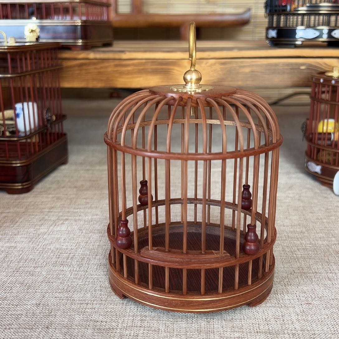 大****红檀木圆笼葫芦款三个