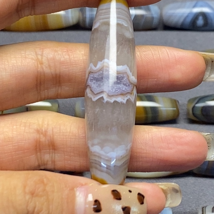悟***士玛瑙/玉髓合金藏风蓝沁海浪花
