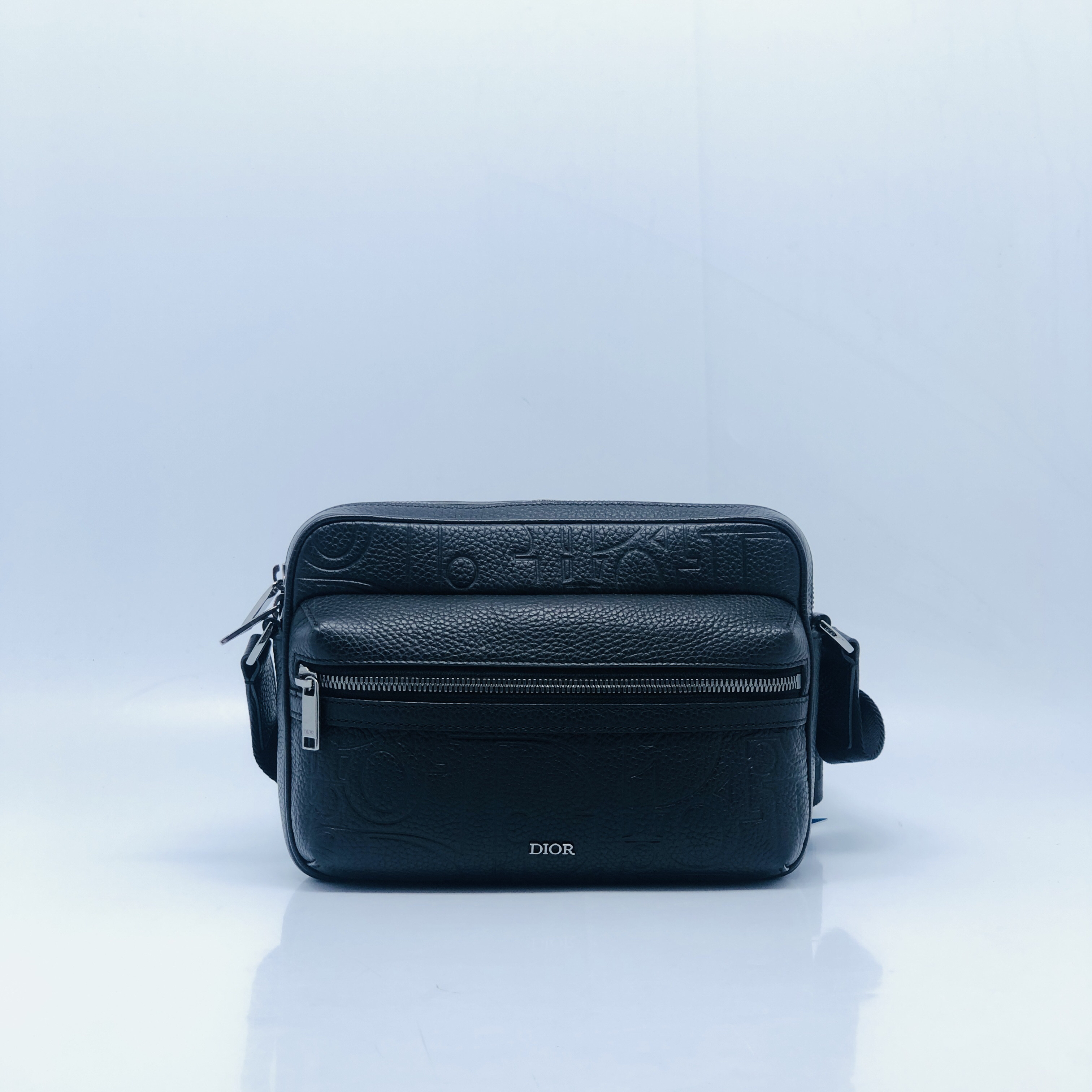 99新 DIOR/迪奥 黑皮荔枝纹斜挎包/4805号