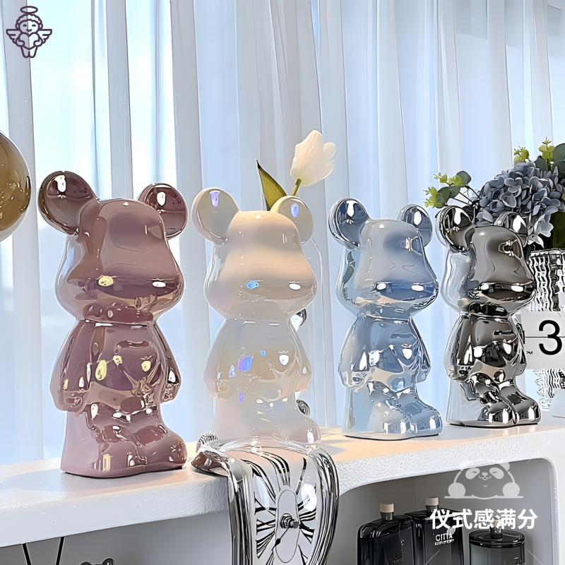 【工厂清仓】中式暴熊熊大号落地摆件高档陶瓷客厅玄关电视柜酒家居