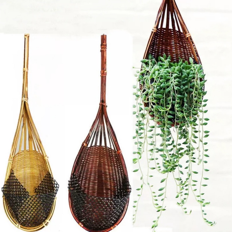 手工竹编吊篮垂吊悬挂壁挂多用途吊盆挂篮