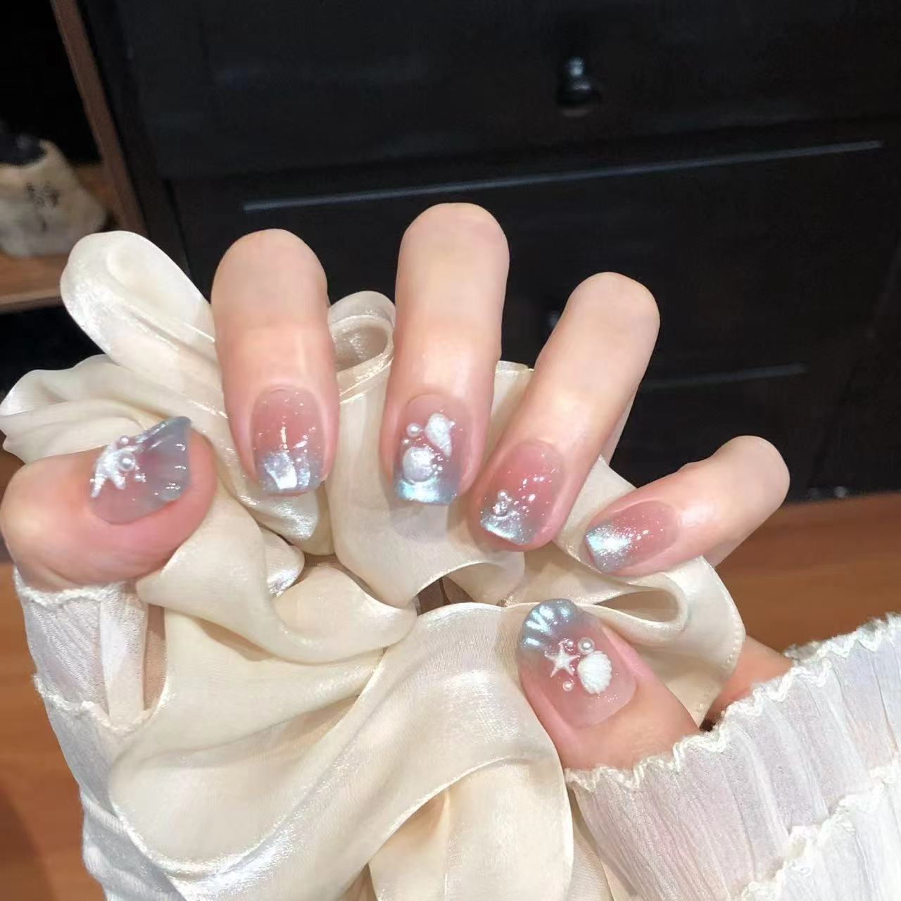 喵公子【星光岛屿】【设计师款】纯手工穿戴甲可拆卸美甲光疗甲