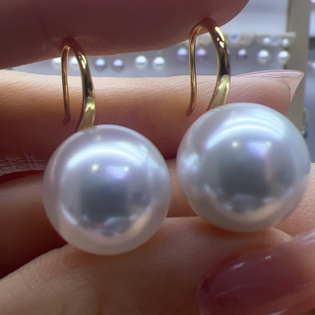 淡水珍珠耳饰18K金镶嵌