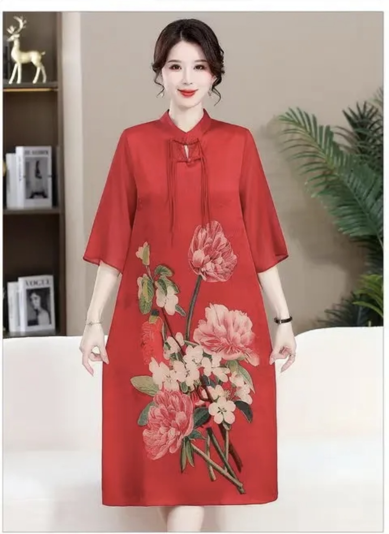 春季新款新中式中国风显瘦洋气时尚中长款连衣裙
