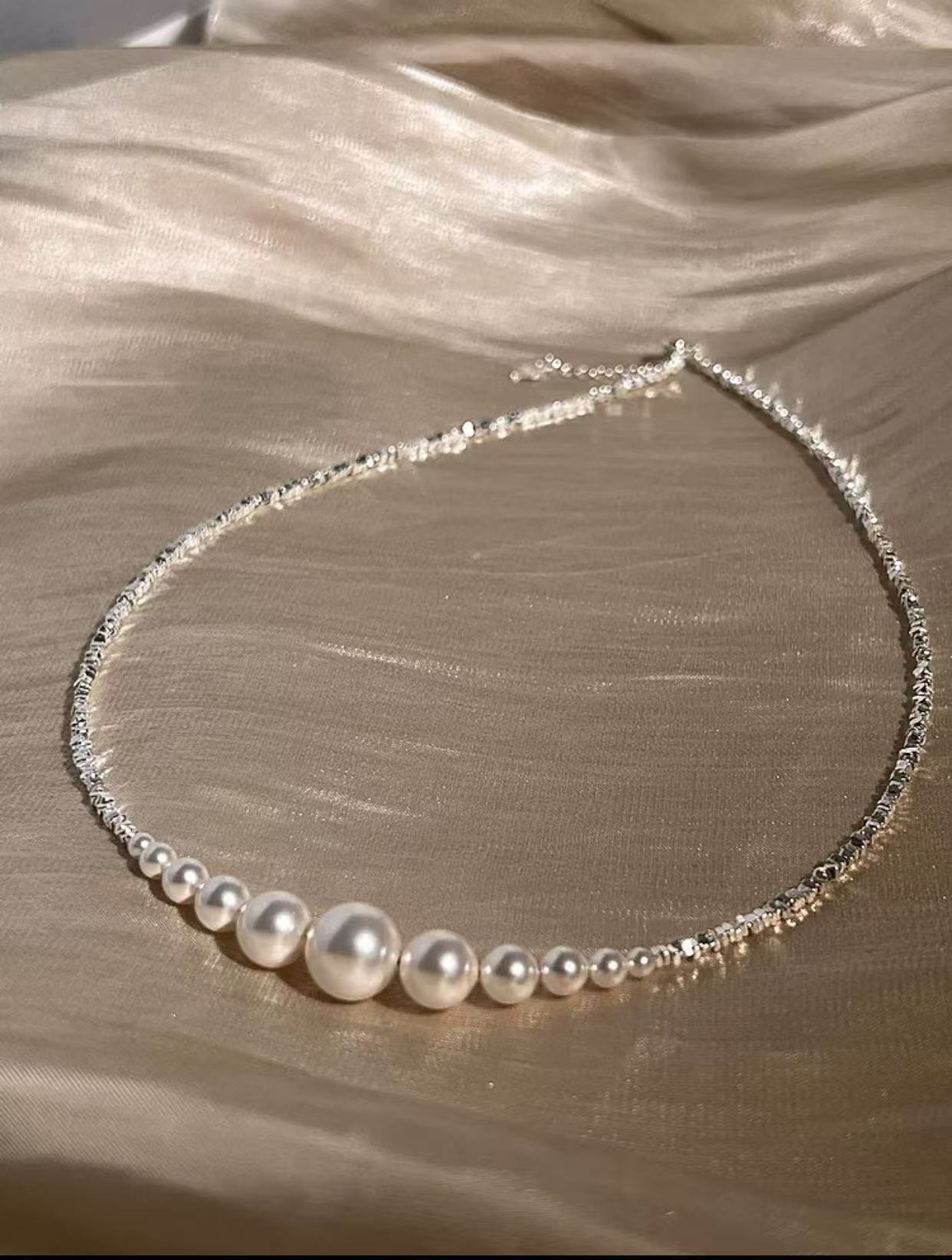 025 碎银珠珠吊坠项链 精美时尚气质锁骨链 无礼盒