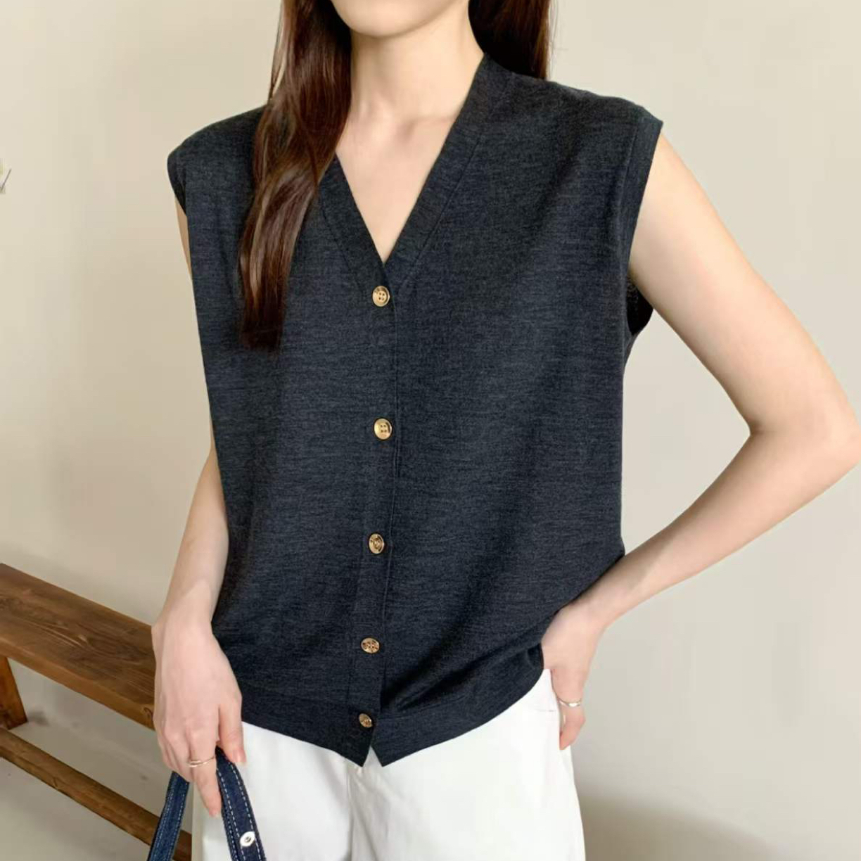 【80支-扬子纱马甲】100%极细美丽诺背心2567