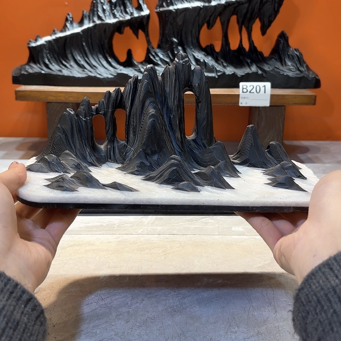 摆件金*中灵璧石奇石摆件 