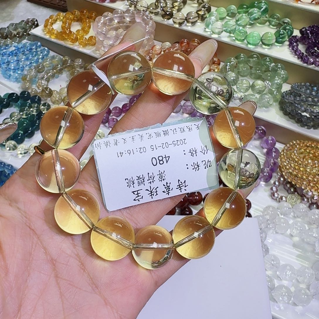 水晶手链未镶嵌薄**桃黄水晶17