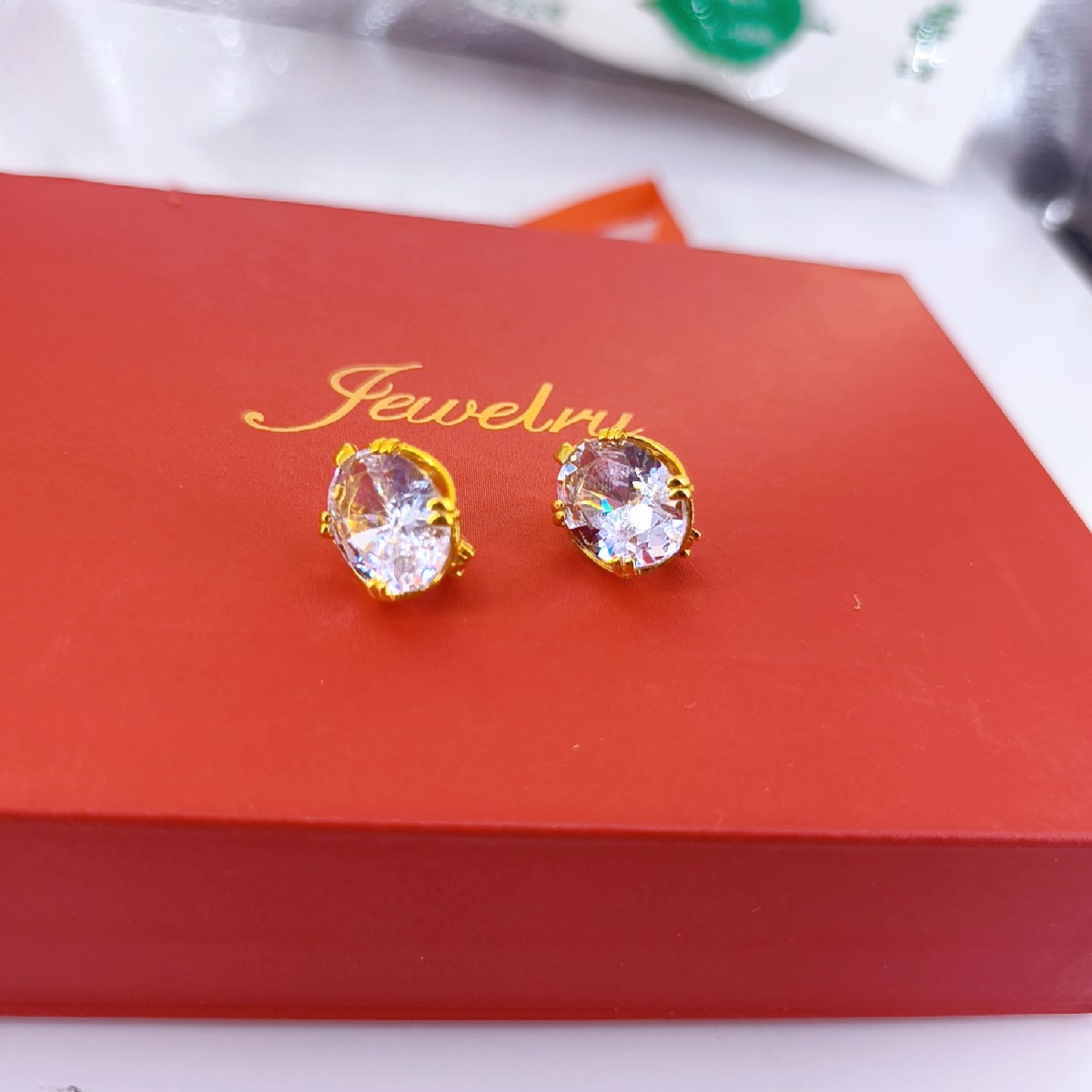 铜合金耳饰 新款耳环086合金玻璃时尚洋气百搭妈妈款轻奢粉色