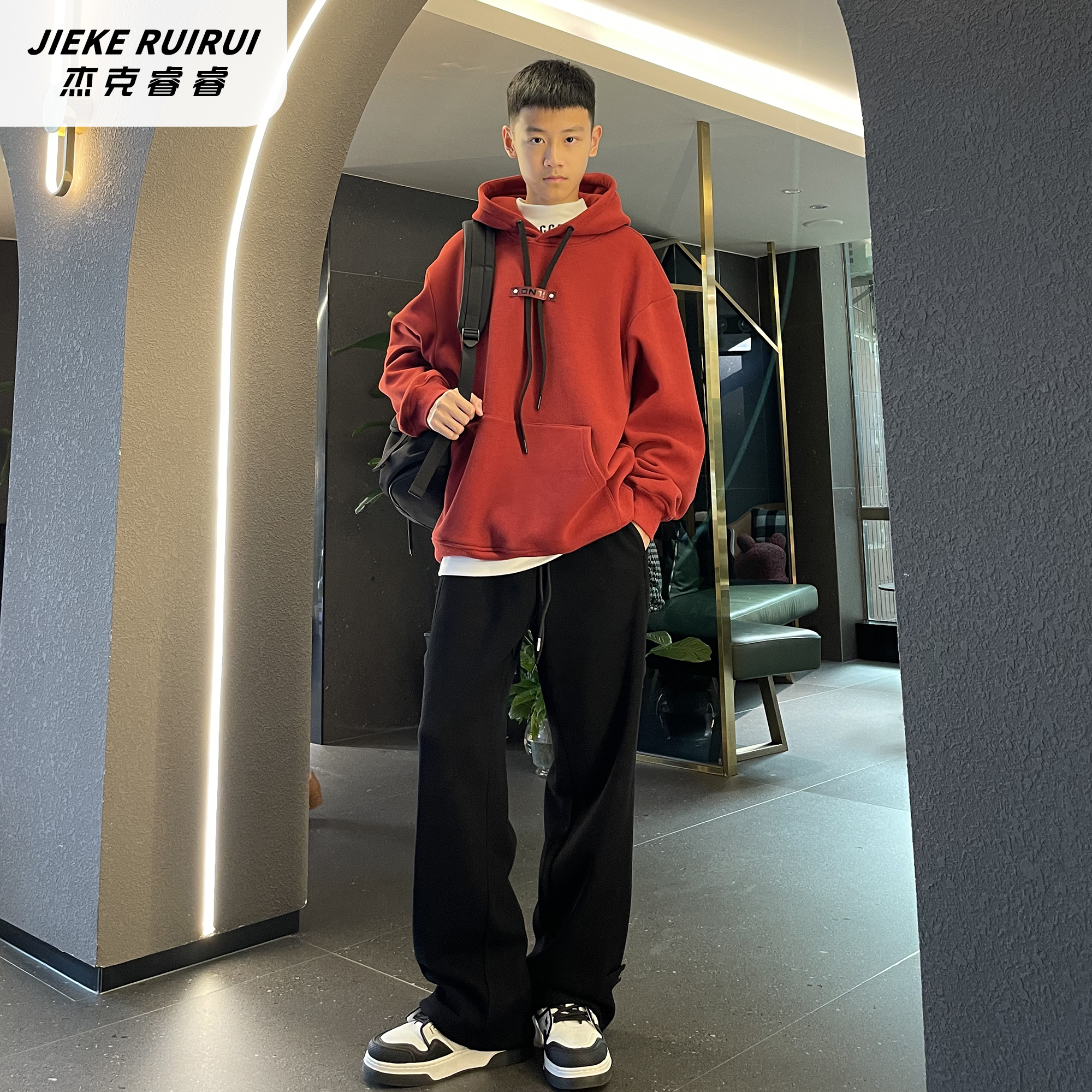 3730【睿】潮牌休闲字母印花加绒连帽卫衣舒适宽松奥粒绒卫衣双11