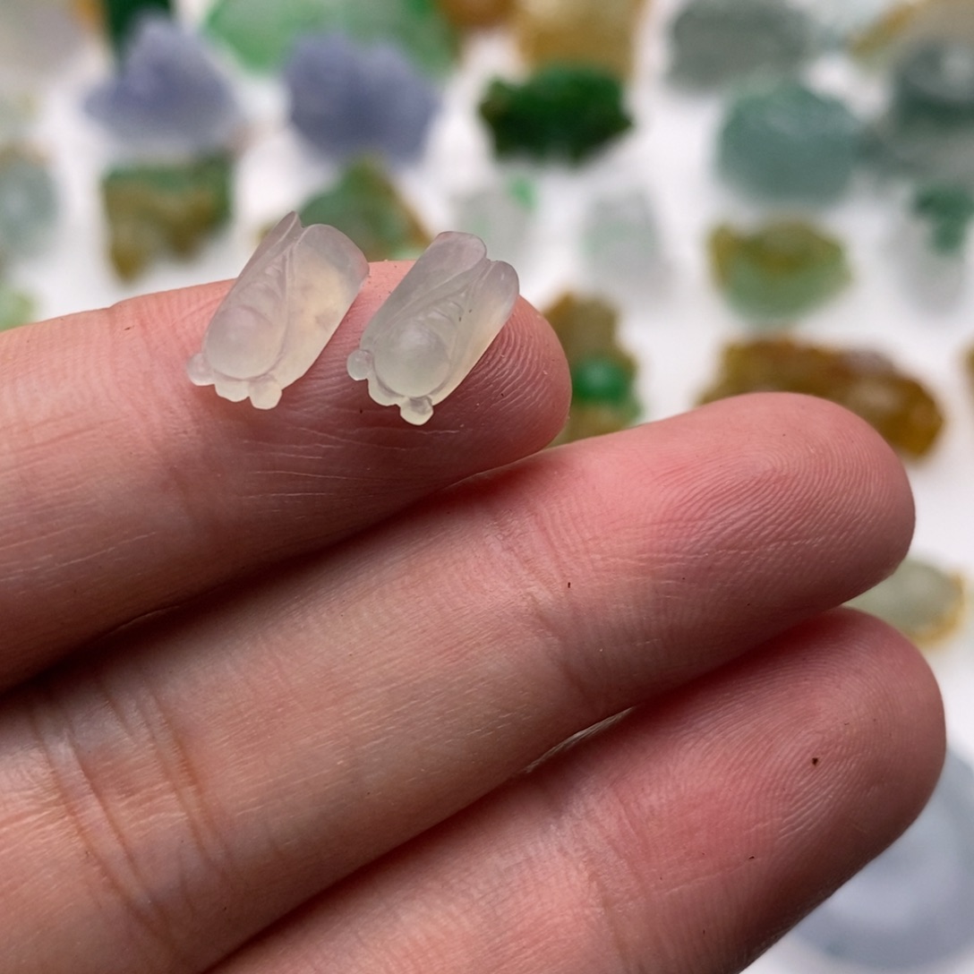 定制翡翠未镶嵌翡翠耳钉