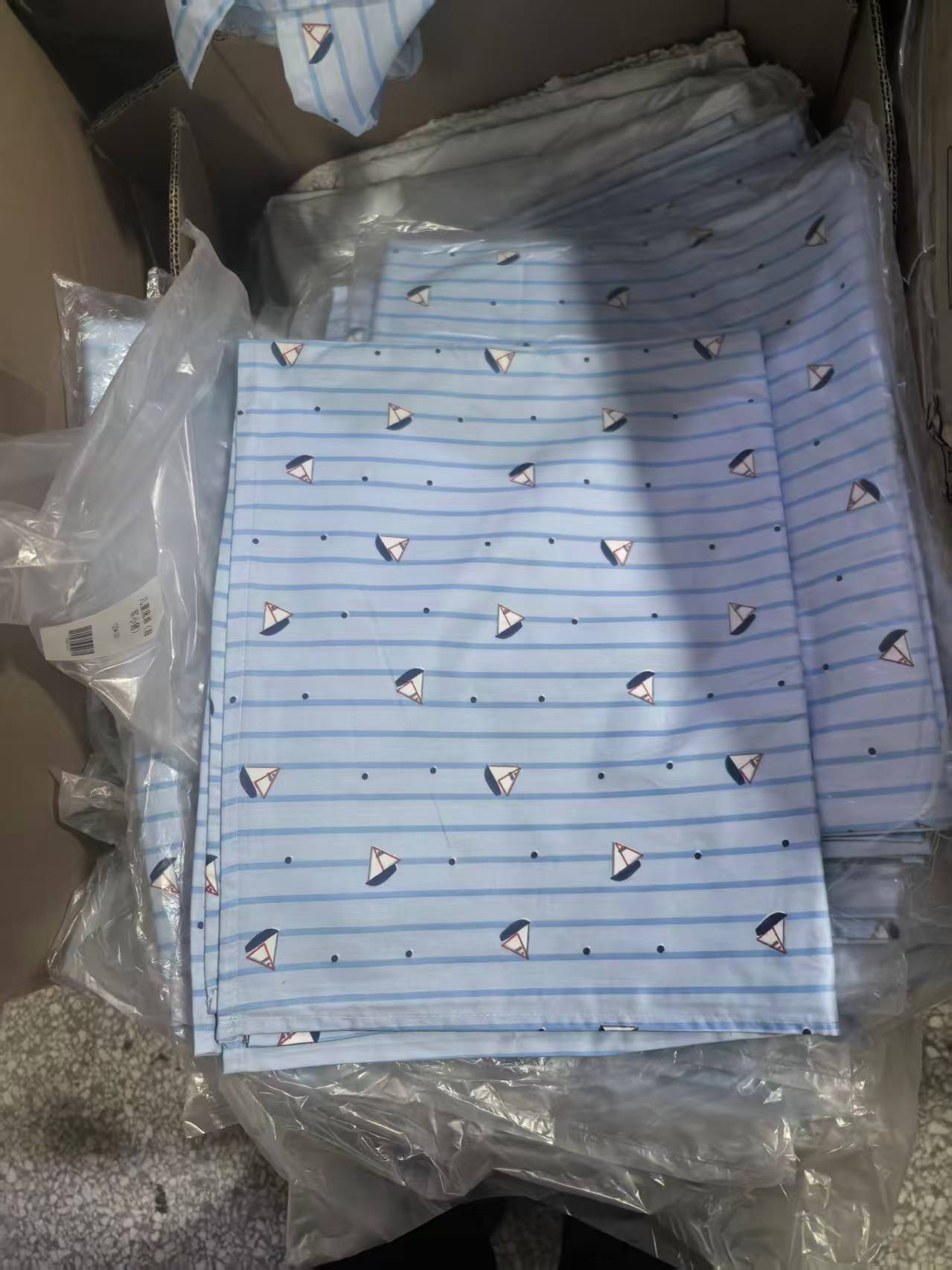 《厚广家》3楼120×150蓝色条纹帆船款超软全棉床单 发1张