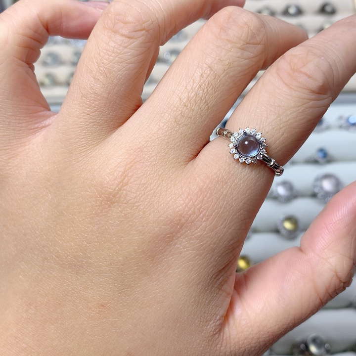 海蓝宝石戒指银S925镶嵌新疆西藏不包邮