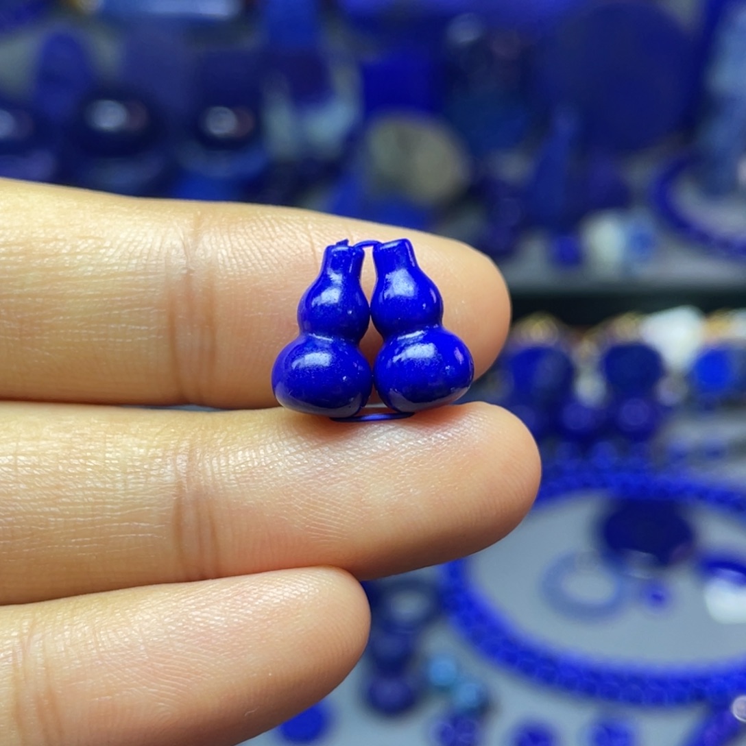 青金石未镶嵌7×11mm葫芦对珠配饰