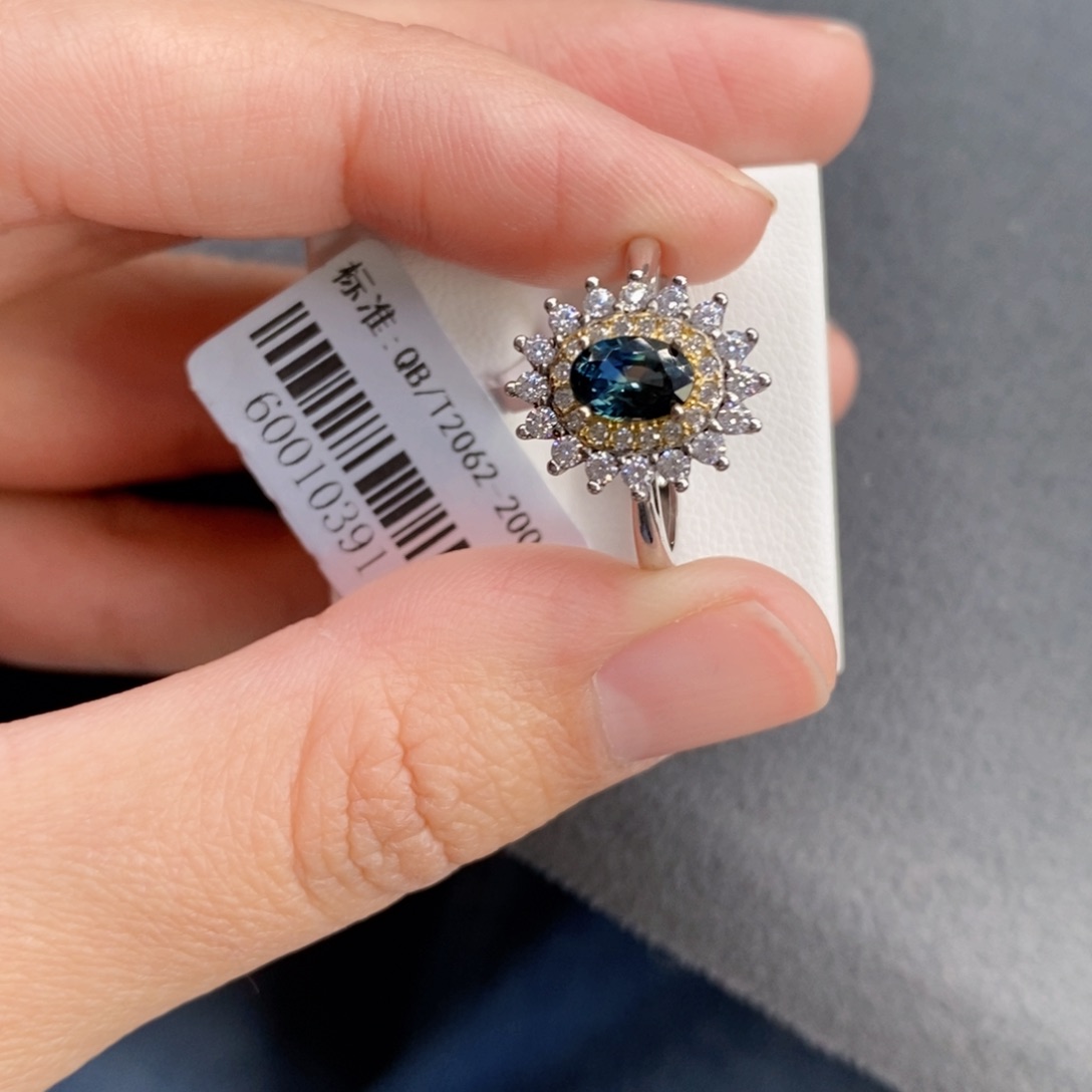 蓝宝石戒指银S925镶嵌