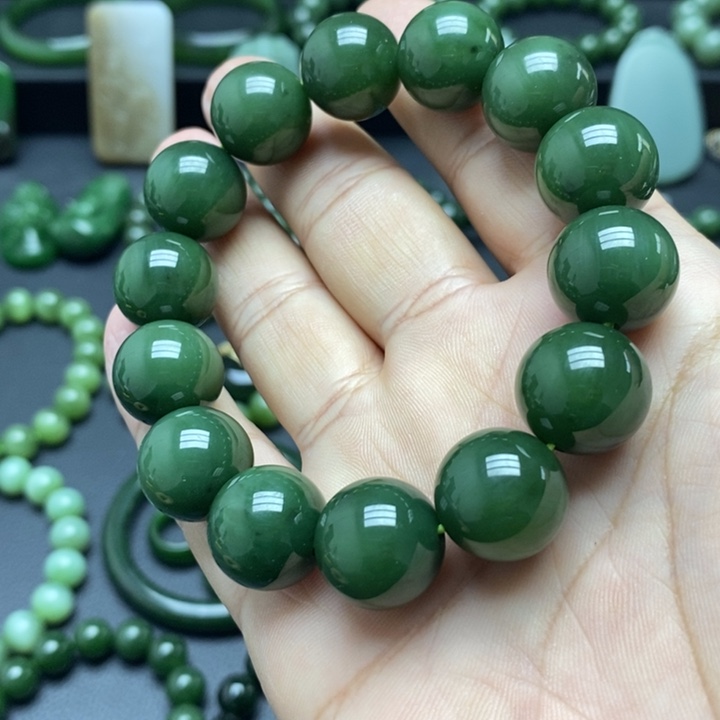 和田玉（碧玉）手串未镶嵌苦**痕