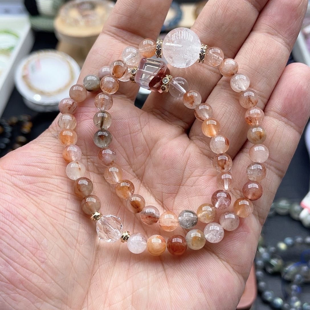 水晶手链未镶嵌彩兔毛diy