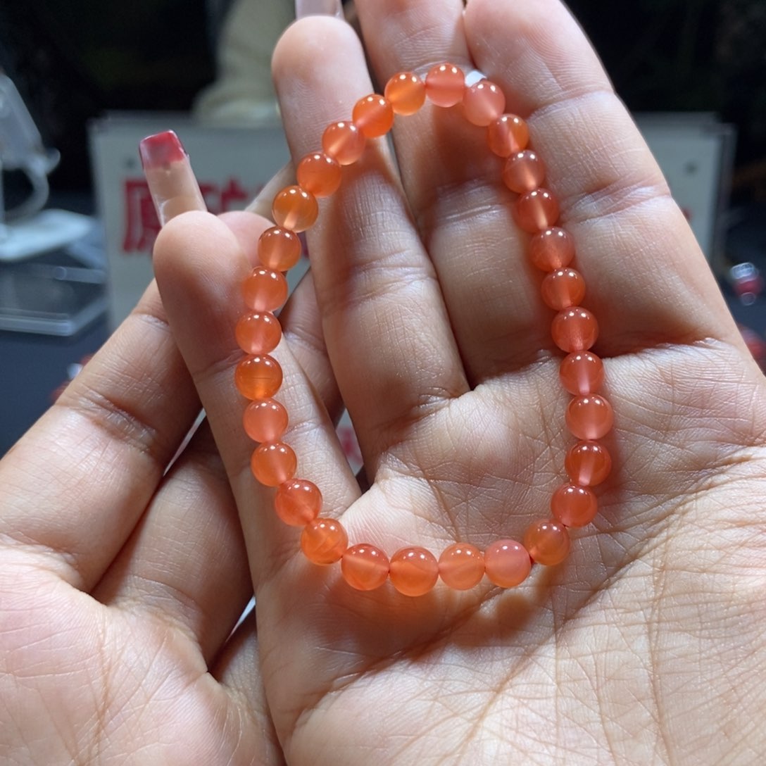 南红玛瑙6+冰橘单圈未镶嵌