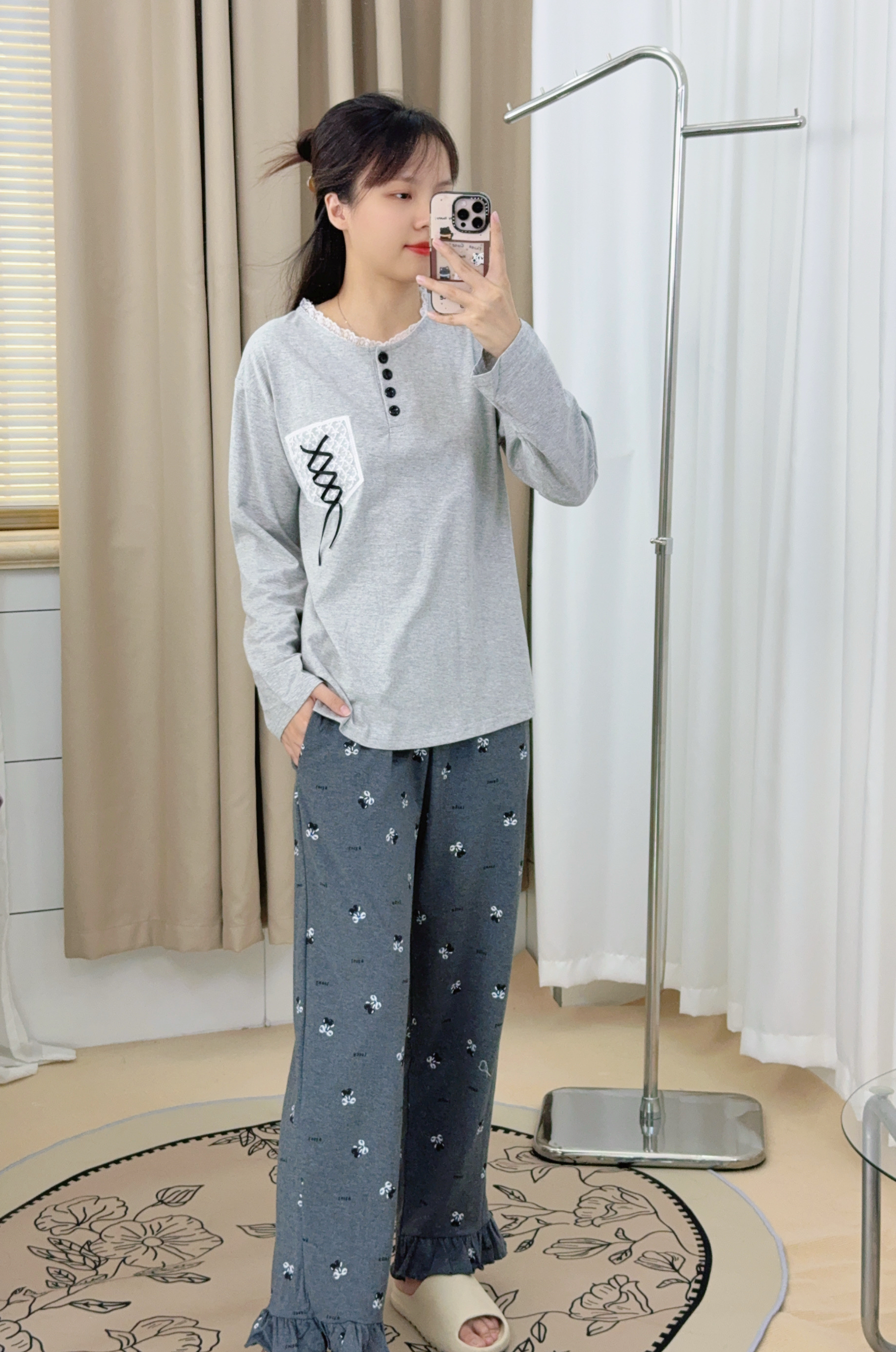 【口袋蝴蝶】秋冬套头纯棉新款睡衣家居服长裤女士春秋
