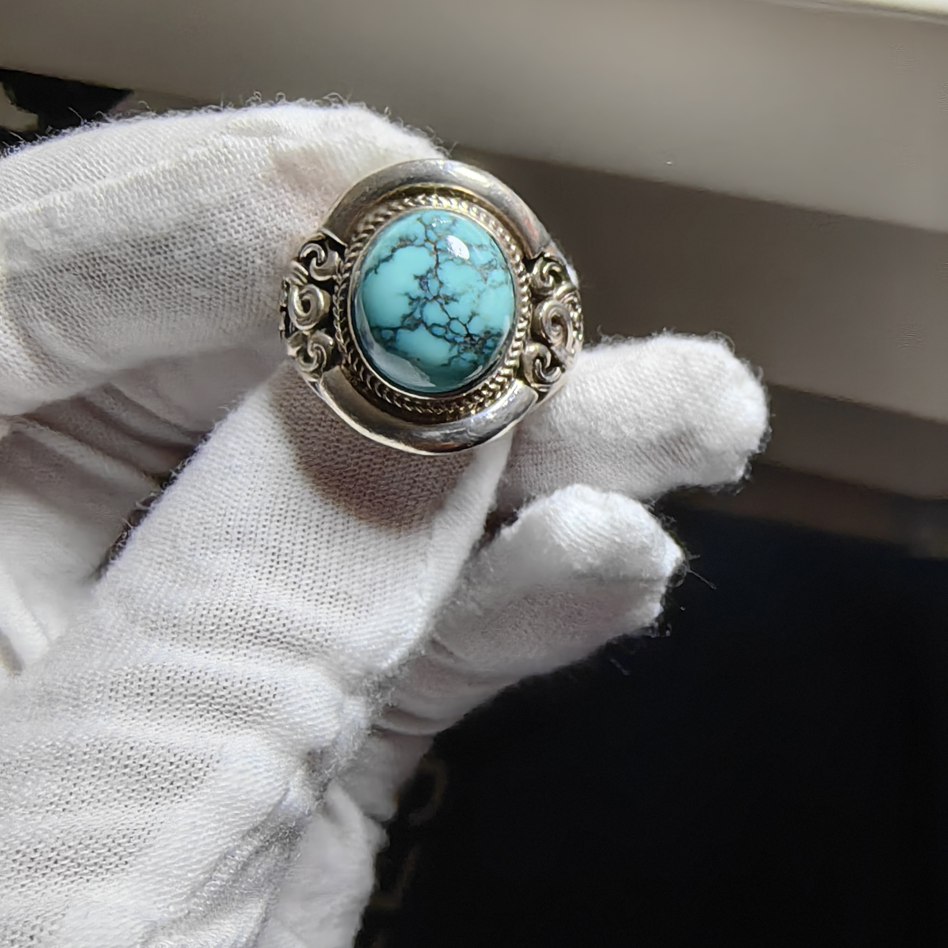 原矿绿松石民族元素活口戒指