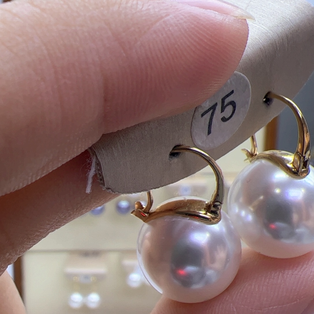 淡水珍珠耳饰18K金镶嵌