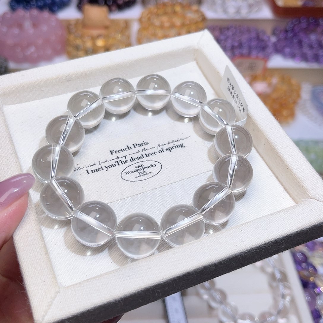 水晶手串未镶嵌聪*?天然水晶16mm