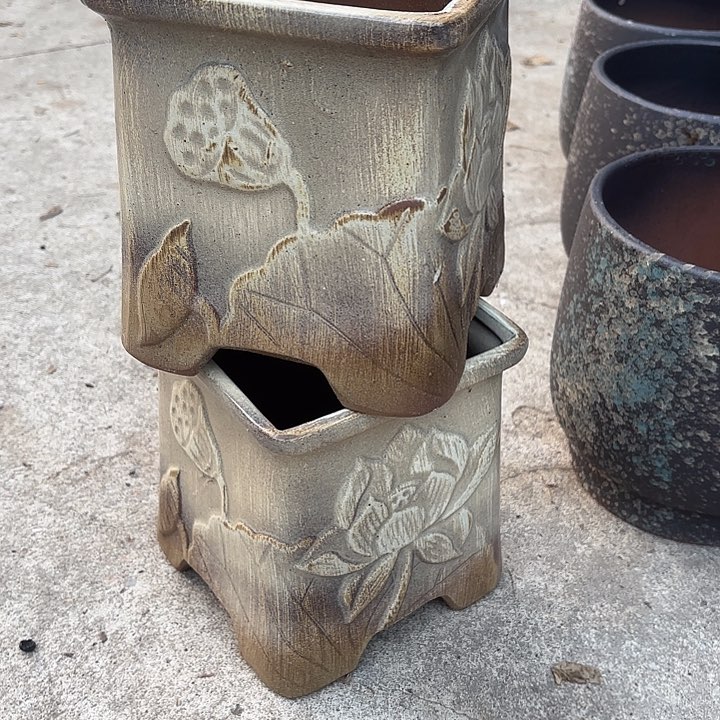 紫砂茶碗荷花口径17高度18两个