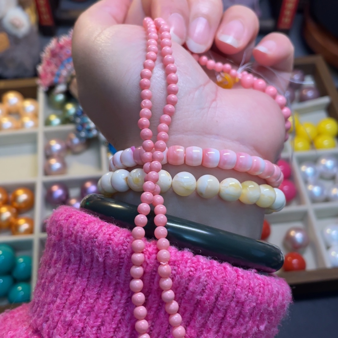 4mm6mm桃花粉 手工diy半成品散珠